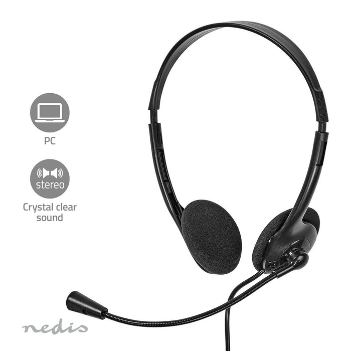 Nedis PC Headset - On-Ear, Stereo, USB Type-A / USB Type-C, Fold-Away Microphone - Black