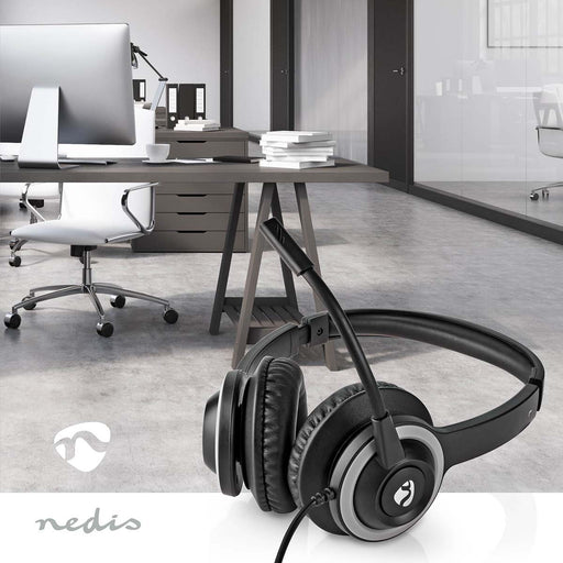 Nedis PC Headset - On-Ear, Stereo, USB Type-A / USB Type-C, Fold-Away Microphone - Black