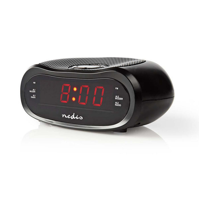 Nedis Digital Alarm Clock Radio - LED Display, Time projection, AM / FM, Number of alarms: 2 - Black