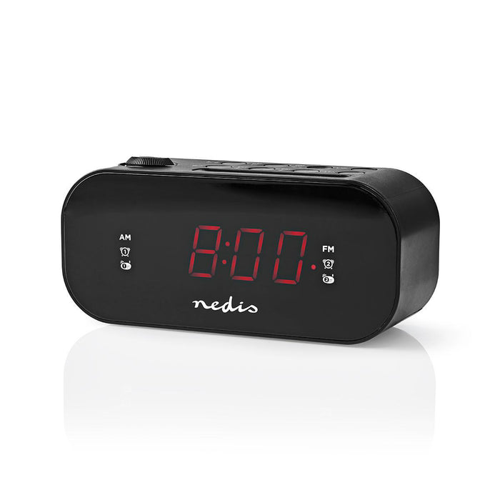 Nedis Digital Alarm Clock Radio - LED Display, Time projection, AM / FM, Number of alarms: 2 - Black