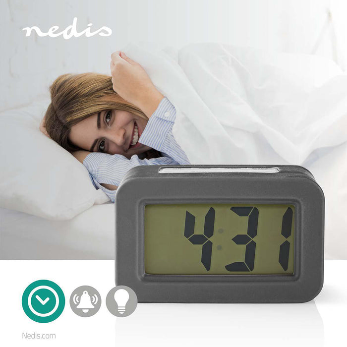 Nedis Digital Desk Alarm Clock - Backlight LCD, 3.5 cm, Backlight, No - Grey / White