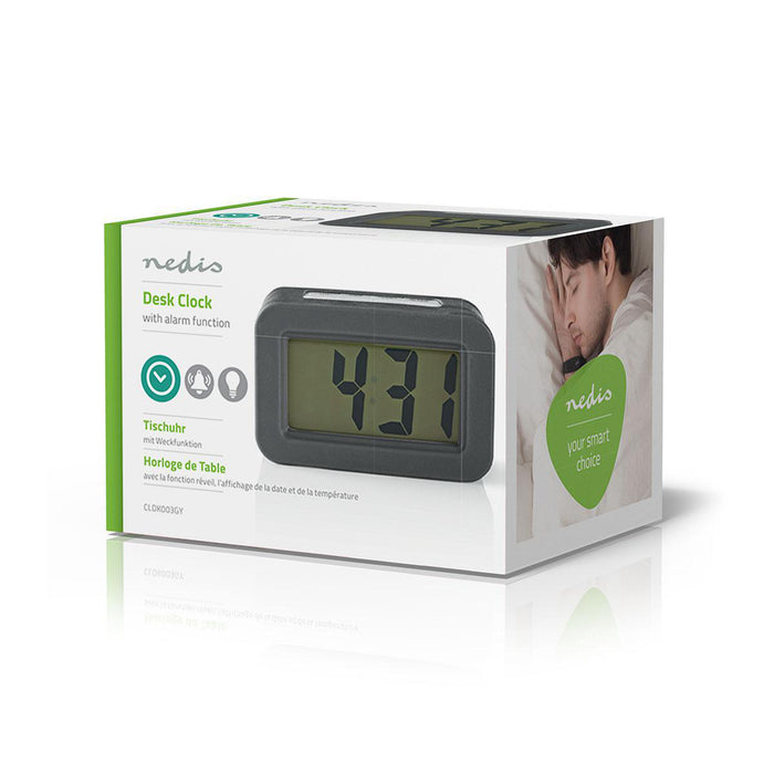 Nedis Digital Desk Alarm Clock - Backlight LCD, 3.5 cm, Backlight, No - Grey / White