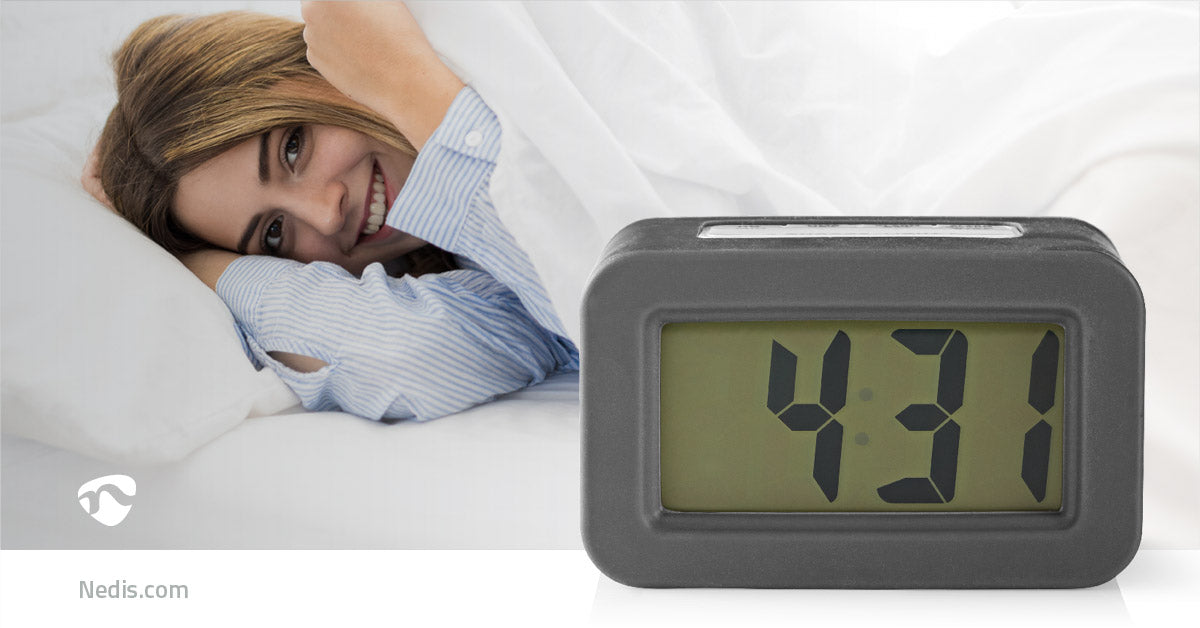 Nedis Digital Desk Alarm Clock - Backlight LCD, 3.5 cm, Backlight, No - Grey / White