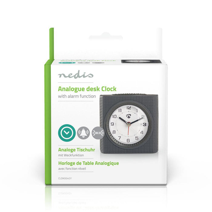 Nedis Analogue Desk Alarm Clock - Snooze function - Backlight - Grey / White, 