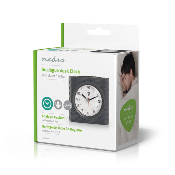 Nedis Analogue Desk Alarm Clock - Snooze function - Backlight - Grey / White, 