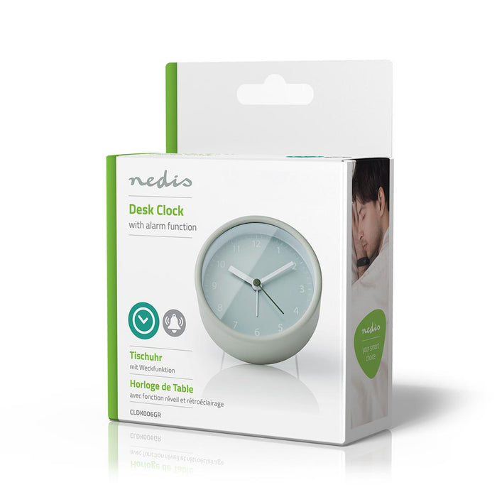 Nedis Analogue Desk Alarm Clock - Snooze function - Green, 