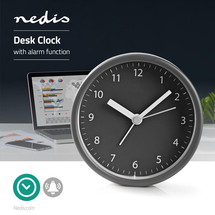 Nedis Analogue Desk Alarm Clock - Snooze function - Grey, 