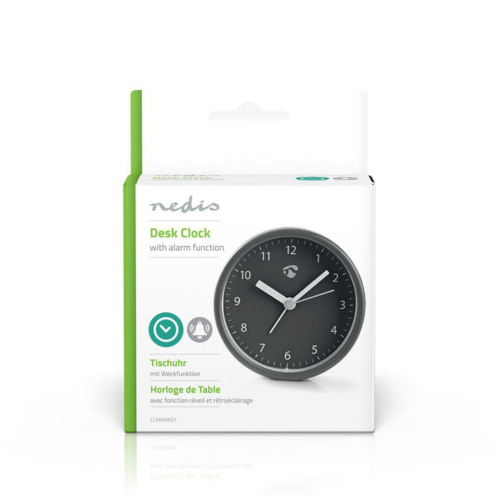 Nedis Analogue Desk Alarm Clock - Snooze function - Grey, 