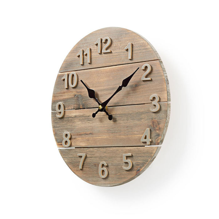 Nedis Wall Clock - Diameter: 300 mm - Wood - Beige / Brown, 