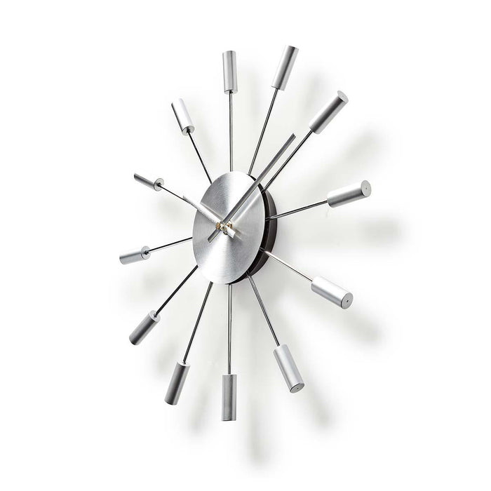 Nedis Wall Clock - Diameter: 340 mm - Metal - Silver, 