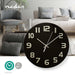 Nedis Wall Clock - Diameter: 300 mm - Glass - Black, 