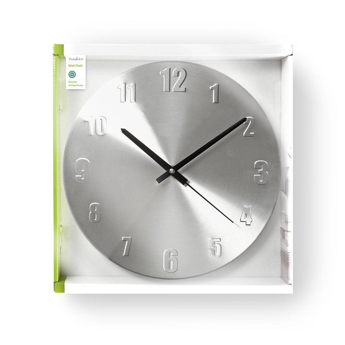 Nedis Wall Clock - Diameter: 300 mm - Metal - Silver, 