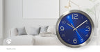 Nedis Wall Clock - Diameter: 300 mm - Stainless Steel - Blue / Silver, 