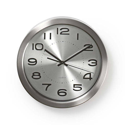 Nedis Wall Clock - Diameter: 300 mm - Stainless Steel - Silver, 