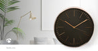 Nedis Wall Clock - Diameter: 300 mm - Plastic - Black / Rose Gold, 