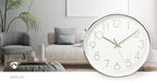 Nedis Wall Clock - Diameter: 300 mm - Plastic - Silver / White, 