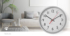 Nedis Wall Clock - Diameter: 300 mm - Plastic - Silver / White, 