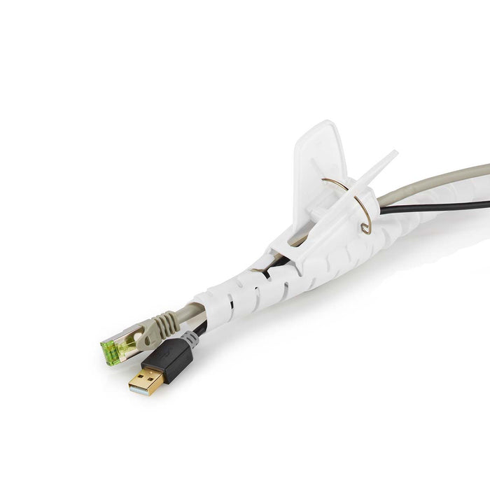 Nedis Cable Management - Spiral Sleeve, 1 pcs, Maximum cable thickness: 22 mm, PE - White