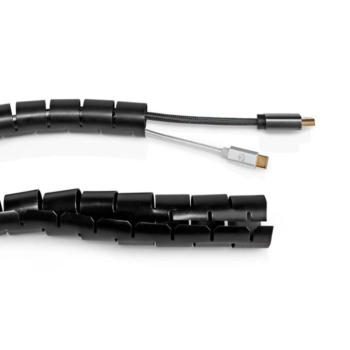 Nedis Cable Management - Spiral Sleeve, 1 pcs, Maximum cable thickness: 28 mm, PE - Black