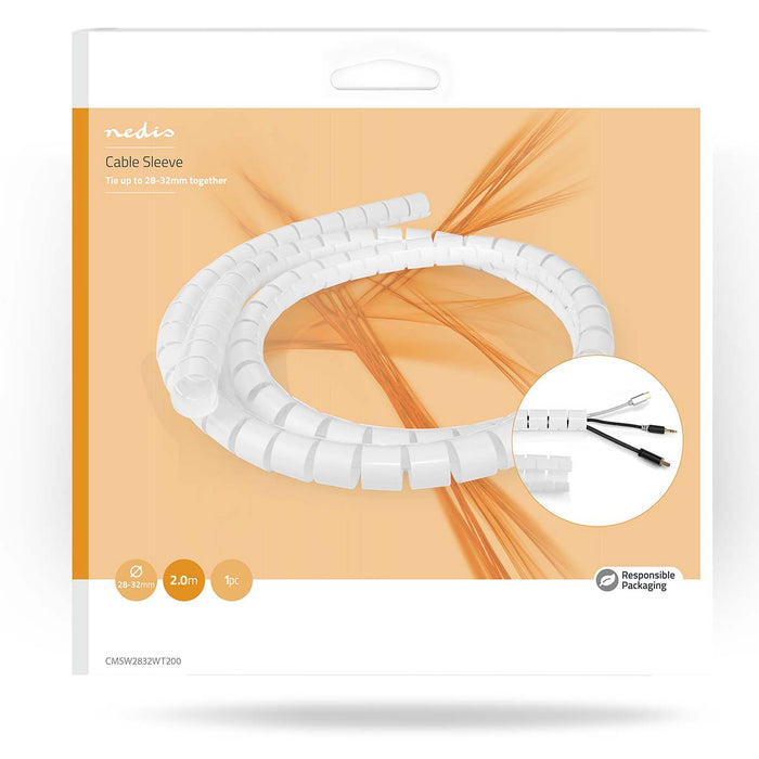 Nedis Cable Management - Spiral Sleeve, 1 pcs, Maximum cable thickness: 32 mm, PE - White