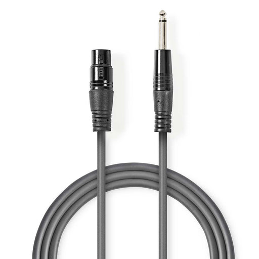 Nedis Unbalanced Audio Cable - XLR 3-Pin Female, 6.35 mm Male, Nickel Plated, Dark Grey - Gift Box