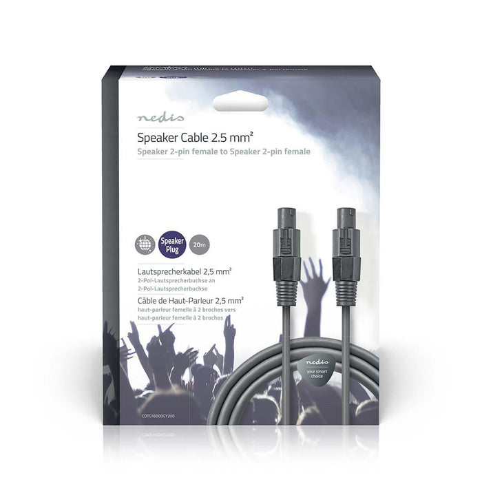 Nedis Speaker Cable - 48 x 0.20 mm, Copper, 20.0 m, Dark Grey - Gift Box