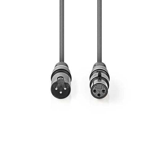 Nedis DMX Adapter Cable - XLR 3-Pin Male, XLR 3-Pin Female, Nickel Plated, Dark Grey - Carton Sleeve