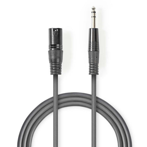 Nedis Balanced Audio Cable - XLR 3-Pin Male, 6.35 mm Male, Nickel Plated, Dark Grey - Carton Sleeve