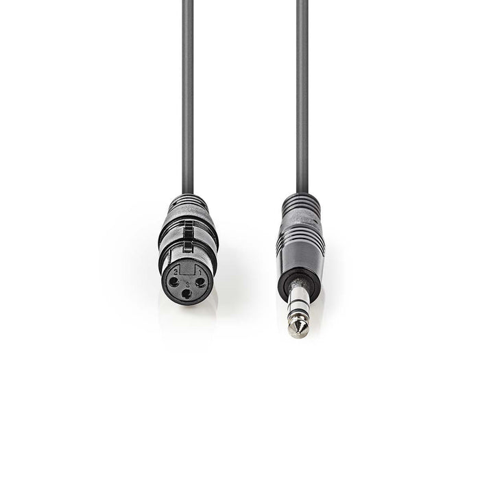 Nedis Balanced Audio Cable - XLR 3-Pin Female, 6.35 mm Male, Nickel Plated, Dark Grey - Carton Sleeve