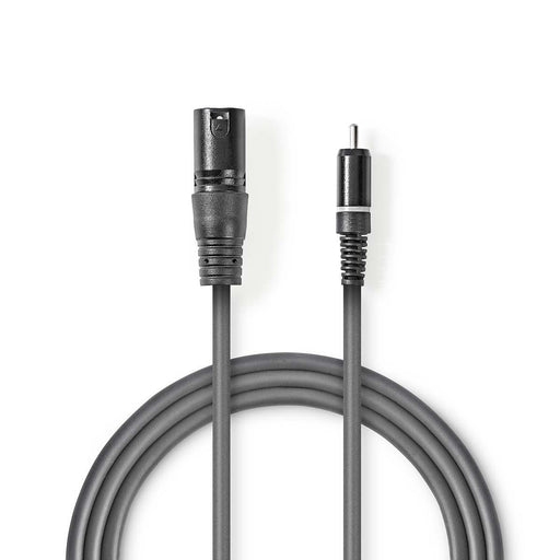 Nedis Unbalanced Audio Cable - XLR 3-Pin Male, RCA Male, Nickel Plated, Dark Grey - Carton Sleeve