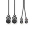 Nedis Balanced Audio Cable - 2x XLR 3-Pin Male, 2x RCA Male, Nickel Plated, Dark Grey - Carton Sleeve