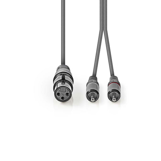 Nedis Balanced Audio Cable - XLR 3-Pin Female, 2x RCA Male, Nickel Plated, Dark Grey - Carton Sleeve