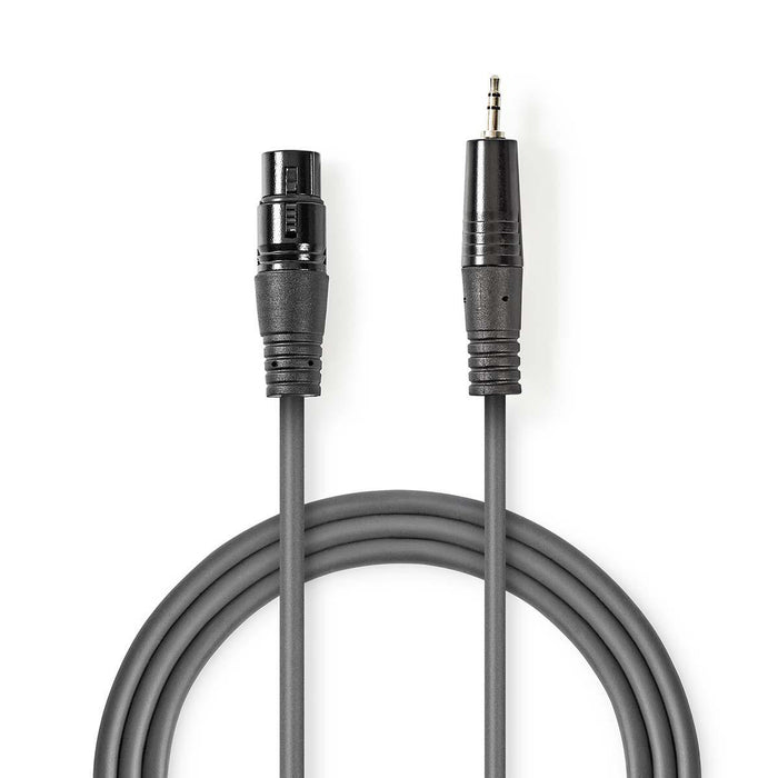 Nedis Balanced Audio Cable - XLR 3-Pin Male, 3.5 mm Male, Nickel Plated, Dark Grey - Carton Sleeve