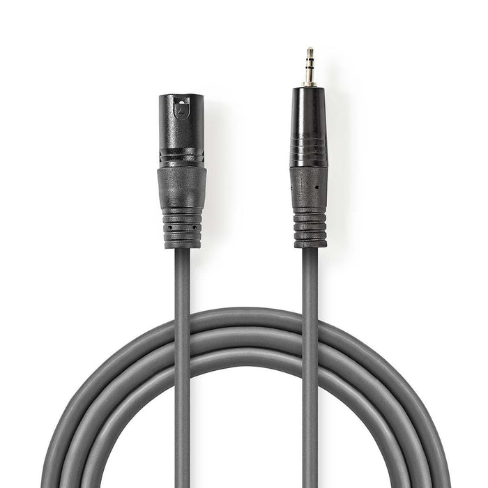 Nedis Balanced Audio Cable - XLR 3-Pin Male, 3.5 mm Male, Nickel Plated, Dark Grey - Carton Sleeve