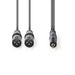 Nedis Balanced Audio Cable - 2x XLR 3-Pin Male, 3.5 mm Male, Nickel Plated, Dark Grey - Carton Sleeve