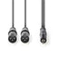 Nedis Balanced Audio Cable - 2x XLR 3-Pin Male, 3.5 mm Male, Nickel Plated, Dark Grey - Carton Sleeve