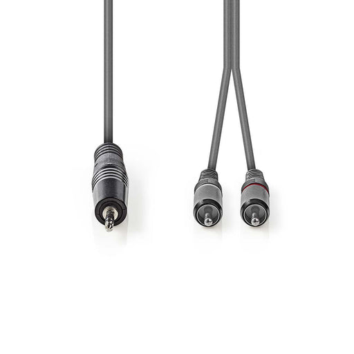 Nedis Stereo Audio Cable - 3.5 mm Male, 2x RCA Male, Nickel Plated, Dark Grey - Carton Sleeve