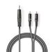 Nedis Stereo Audio Cable - 3.5 mm Male, 2x RCA Male, Nickel Plated, Dark Grey - Carton Sleeve