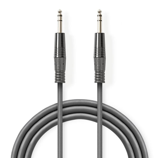 Nedis Stereo Audio Cable - 6.35 mm Male, 6.35 mm Male, Nickel Plated, Dark Grey - Carton Sleeve