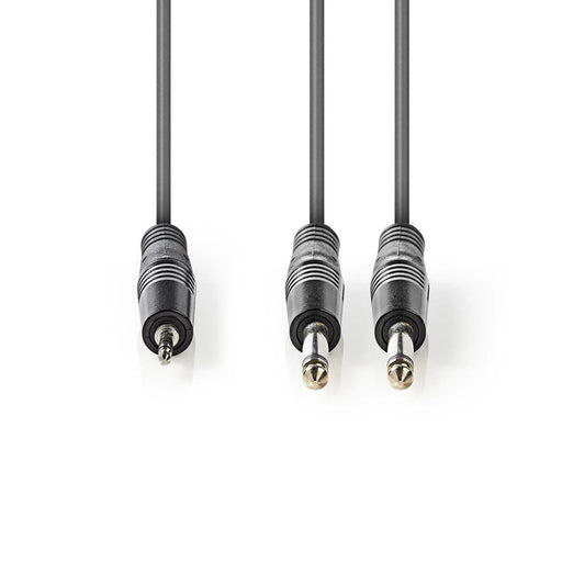 Nedis Stereo Audio Cable - 2x 6.35 mm Male, 3.5 mm Male, Nickel Plated, Dark Grey - Carton Sleeve