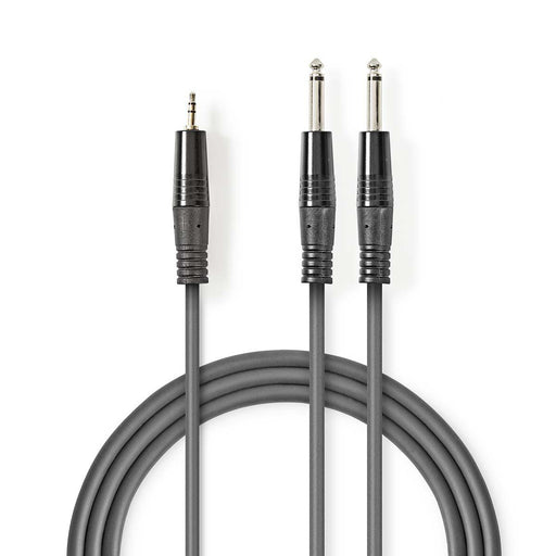 Nedis Stereo Audio Cable - 2x 6.35 mm Male, 3.5 mm Male, Nickel Plated, Dark Grey - Carton Sleeve