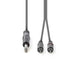 Nedis Stereo Audio Cable - 6.35 mm Male, 2x RCA Male, Nickel Plated, Dark Grey - Carton Sleeve