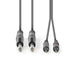 Nedis Stereo Audio Cable - 2x 6.35 mm Male, 2x RCA Male, Nickel Plated, Dark Grey - Carton Sleeve