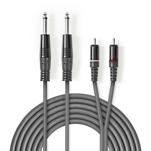 Nedis Stereo Audio Cable - 2x 6.35 mm Male, 2x RCA Male, Nickel Plated, Dark Grey - Carton Sleeve