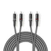 Nedis Stereo Audio Cable - 2x RCA Male, 2x RCA Male, Nickel Plated, Dark Grey - Carton Sleeve