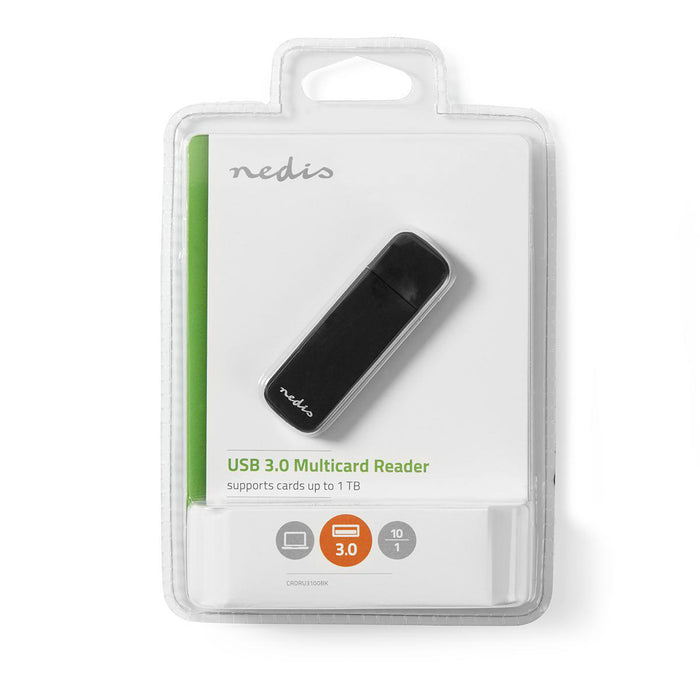 Nedis Card Reader - microSD (TF) / microSDHC (TF) / microSDXC (TF) / MMC / SD / SDHC / SDXC - USB 3.2 Gen1, 