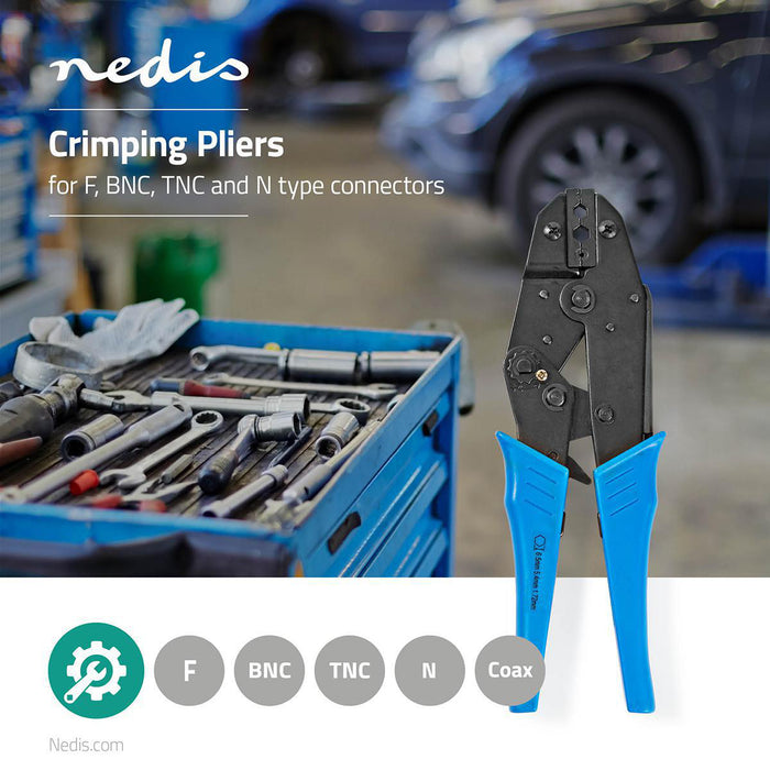 Nedis Crimp pliers - BNC / F / RG58 / RG59 - Plier - Black / Blue, 