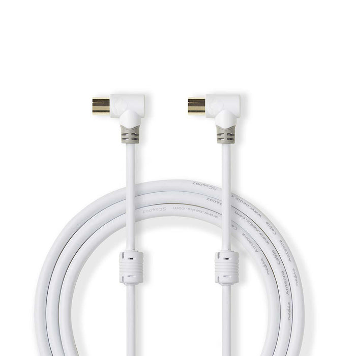 Nedis Coax Cable - IEC (Coax) Male, IEC (Coax) Female, Gold Plated, White - Polybag