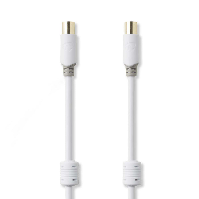 Nedis Coax Cable - IEC (Coax) Male, IEC (Coax) Female, Gold Plated, White - Polybag