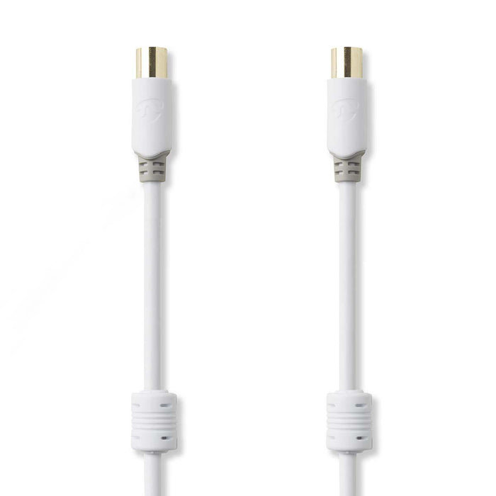 Nedis Coax Cable - IEC (Coax) Male, IEC (Coax) Female, Gold Plated, White - Polybag